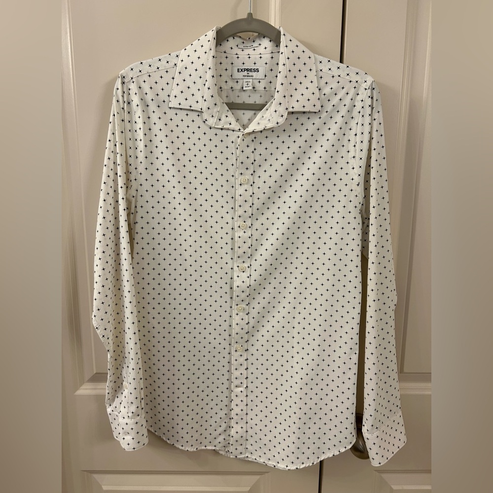 Express Mens Extra Slim Wrinkle-Resistant Dress Shirt | Small | White